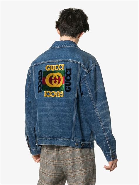 gucci jean jacket mens|farfetch gucci denim jacket.